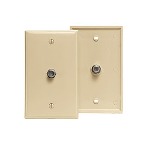 Leviton 80781-I Plastic Rectangular Standard F-Connector Telephone And Video Wallplate 4.53-Inch x 2.75-Inch Ivory