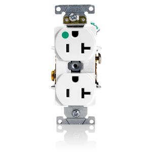 Leviton 8300-HW Hospital Grade Heavy-Duty Straight Blade Duplex Receptacle 20-Amp 125-Volt NEMA 5-20R White