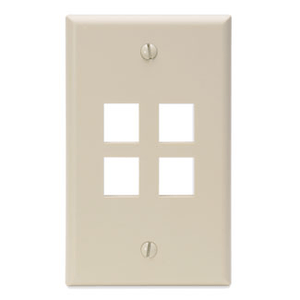 Leviton 41080-4IP ABS Plastic 1-Gang 4-Port Wallplate Ivory QuickPort