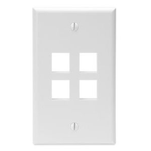 Leviton 41080-4WP ABS Plastic 1-Gang 4-Port Wallplate White QuickPort