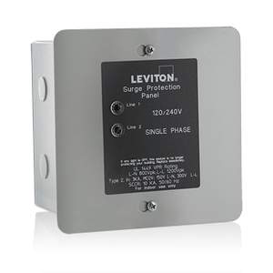 Leviton 51120-1 Powder Coated Steel 1-Phase 2-Mode Surge Protection Panel 50-Kilo-Amp 120 - 240 Volt