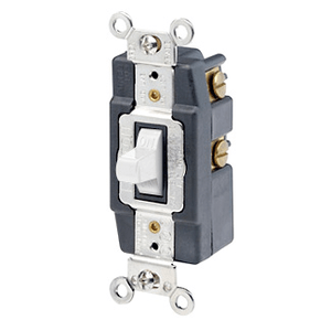 Leviton 1257-W 120/277-Volt AC 20-Amp SPDT Center Off 1-Pole Extra Heavy-Duty Industrial/Specification Grade Toggle AC Quiet Switch White