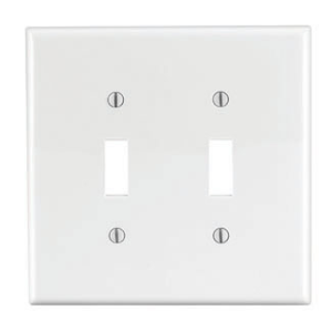 Leviton PJ2-W Thermoplastic Nylon Device Mount Midway Size 2-Gang Toggle Switch Wallplate 2-Toggle Switch White