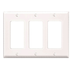 Leviton PJ263-W Thermoplastic Nylon Device Mount Midway Size 3-Gang Decorator Wallplate 3-Decora/GFCI White Decora