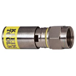 Klein Tools VDV812-606 F-Type Universal Compression Connector RG-6-R6Q Solid Brass Yellow Sleeve/Nickel Plated