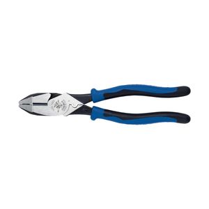 Klein Tools J2000-9NECR High Leverage Heavy-Duty Side Cutting And Crimping Plier 9-1/2-Inch Light Blue/Black Journeyman