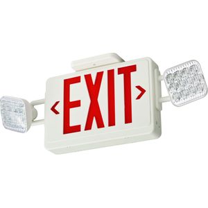 Lithonia Lighting ECRGSQM6 Square Lamp Head Emergency Light/Exit Combo (2) LED White Housing Red/Green Letter Contractor Select