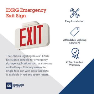 Lithonia Lighting EXRGM6 LED Exit Sign Thermoplastic Housing Red/Green Letter