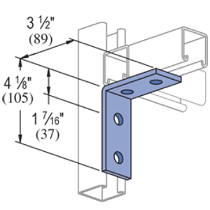 Power Strut PS-607-EG Electrogalvanized Steel 4-Hole Corner Angle