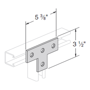 Power Strut PS-714-EG Electrogalvanized Steel 3-Hole Tee Plate