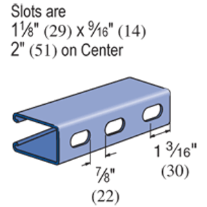 Power Strut PS-100-EH-10-PGAL Pre-Galvanized Aluminum Single Slotted Channel With Elongated Holes 10-ft x 1-5/8-Inch x 3-1/4-Inch