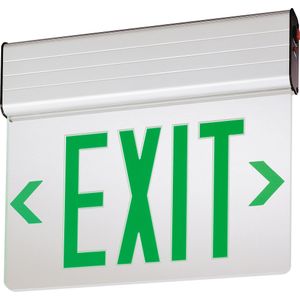 Lithonia Lighting EDG-1-G-EL-M6 EDG Series Emergency LED Edge-Lit Exit Sign Brushed Aluminum Housing Green Letter 120/277 Volt