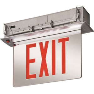 Lithonia Lighting EDGR-1-R-EL-M4 Single Face LED Edge-Lit Emergency Exit Sign White Housing Red On Clear Letter 120/277 Volt