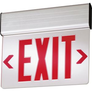 Lithonia Lighting EDG-1-RMR-EL-M6 EDG Series Emergency LED Edge-Lit Exit Sign Brushed Aluminum Housing Red Letter 120/277 Volt