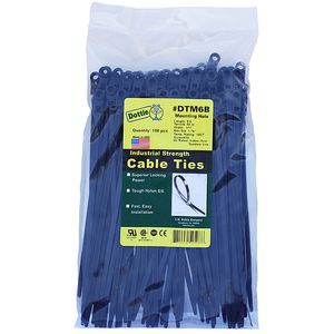 Dottie DTM6B Nylon 6/6 Heavy-Duty Bent Tip 1-Piece Mounting Hole Cable Tie 7.87-Inch UV Black