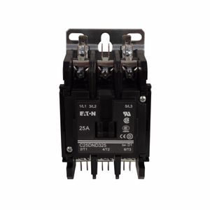 Eaton C25DND315T 3-Pole Non-Reversing Standard Definite Purpose Control Contactor 15-Amp Inductive 20-Amp Resistive 24-Volt AC