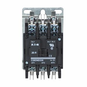 Eaton C25DND330A 3-Pole Open Type Non-Reversing Definite Purpose Control Contactor With Baseplate 30-Amp 110 - 120-Volt AC