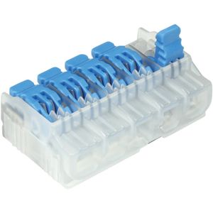 Ideal Industries 30-20L25J Lever Wire Connector 24-12-AWG Solid 12-4-AWG Stranded 5-Port Blue/Transparent In-Sure