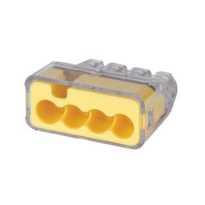 Ideal Industries 30-1034 Model 33 4-Port Push-In Wire Connector 22-12-AWG Yellow/Transparent In-Sure