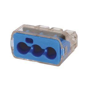 Ideal Industries 30-1039 Model 39 3-Port Push-In Wire Connector 14-10-AWG Blue/Transparent In-Sure