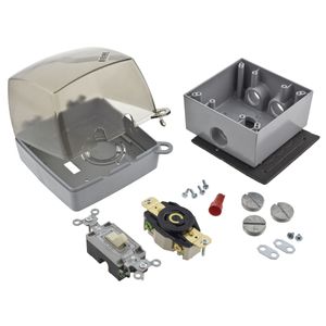 Hubbell-Wiring HBLPKL520 3-Wire 2-Pole Pool Pump Receptacle Kit 15-Amp Gray Twist-Lock