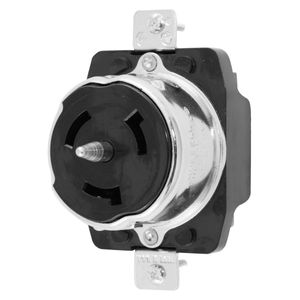 Hubbell-Wiring CS6369 Screw Mount Non-NEMA Single Receptacle 50-Amp 125/250-Volt 1-Phase Black Melamine Twist-Lock