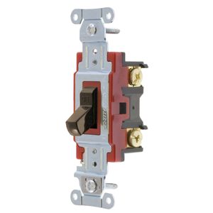 Hubbell-Wiring 1221B 120/277-Volt AC 20-Amp 1-Pole Heavy-Duty Industrial/Specification Grade Toggle AC Switch Brown Hubbell-Pro