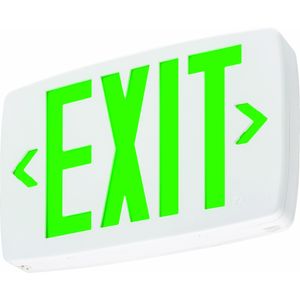 Lithonia Lighting LQM-S-W-3-G-120277-ELNM6 LQM Series Emergency LED Exit Sign White Housing Green Letter 120/277-Volt Quantum