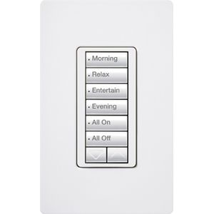 Lutron RRD-HN6BRL-WH Wall Mount 6 Button Raise/Lower Neutral Wire Dimmer Hybrid Keypad 120-Volt AC RadioRA2 CL