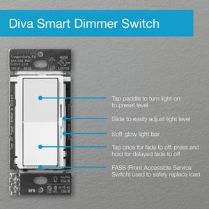 Lutron DVRF-6L-WH 120-Volt 1-Pole Smart Dimmer White Diva Caseta