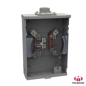 Milbank U8569-YL-KK-BLG 1-Phase Ringless Meter Socket With Horn Bypass 5 Jaw 1-Position 125-Amp