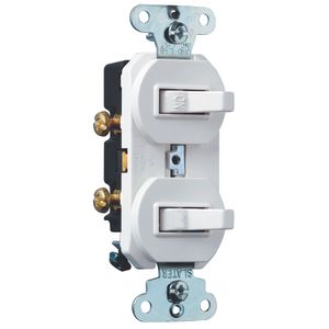 Pass & Seymour 696-WG 120/277-Volt AC 1-Pole 3-Way Double Combination Switch White TradeMaster