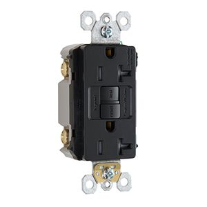 Pass & Seymour 2097-TRBK Specification Grade Tamper-Resistant Self-Test GFCI Duplex Receptacle 20-Amp 125-Volt AC NEMA 5-20R Black Radiant