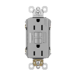 Pass & Seymour 1597-TRGRY Specification Grade Tamper-Resistant Self-Test GFCI Duplex Receptacle 15-Amp 125-Volt AC NEMA 5-15R Gray Radiant