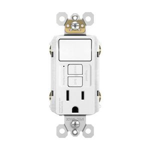 Pass & Seymour 1597SWTTRWCCD4 1-Pole Tamper-Resistant Self-Test Combination GFCI Receptacle And Switch 125-Volt AC 15-Amp NEMA 5-15R White Radiant