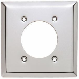 Pass & Seymour S3862-C Chrome Screw Mount 2-Gang Standard Size Single Receptacle Plate 2-Power Outlet Receptacle