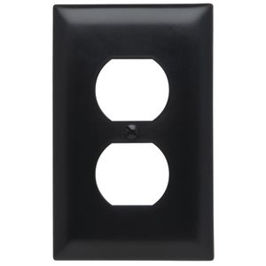 Pass & Seymour TP8-BK Thermoplastic Nylon Standard Size 1-Gang Wallplate 1-Duplex Receptacle Black TradeMaster