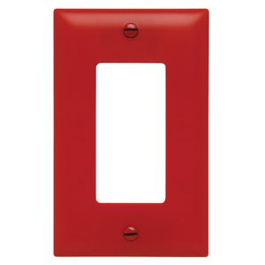 Pass & Seymour TP26-RED Nylon Screw Mount Standard Size Unbreakable 1-Gang Wallplate 1-Decorator Red TradeMaster