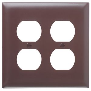 Pass & Seymour TP82 Thermoplastic Nylon Standard Size Unbreakable 2-Gang Wallplate 2-Duplex Receptacle Brown TradeMaster