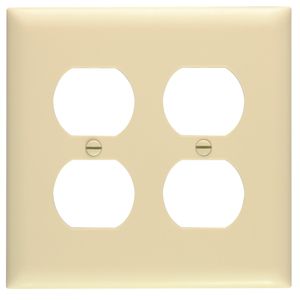 Pass & Seymour TP82-I Thermoplastic Nylon Standard Size Unbreakable 2-Gang Wallplate 2-Duplex Receptacle Ivory TradeMaster