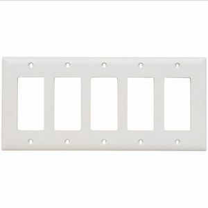 Pass & Seymour TP265-W Nylon Standard Size 5-Gang Decorator Wallplate 5-Decorator White TradeMaster