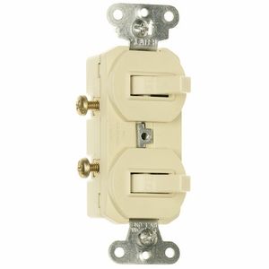 Pass & Seymour 690-IG 120/277-Volt AC 15-Amp 1-Pole Toggle Double Combination Switch Ivory