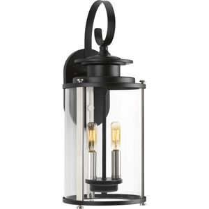 Progress Lighting P560037-031 2-Light Wall Lantern 120-Watt 120-Volt Black Squire