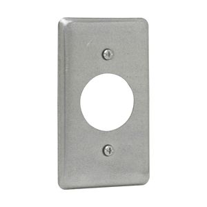 Crouse-Hinds TP612 Steel 1-Gang Flat Utility Box Cover With (1) Single Receptacle Opening 2-1/8-Inch x 4-Inch