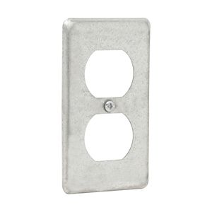 Crouse-Hinds TP616 Steel 1-Gang Flat Utility Box Cover With (1) Duplex Receptacle Opening 2-1/8-Inch x 4-Inch