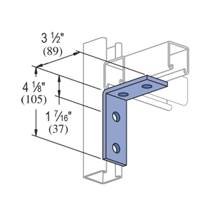 Unistrut P1325-EG Electrogalvanized Steel 4-Hole 2 Side 90-Degree Corner Angle For P1010 P4010 P5510 Channels