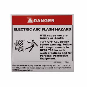 Eaton ARCFLASHLBL Group Metering Arc Flash Warning Label Kit 3-1/2-Inch Length x 3-1/2-Inch Width x 0.02-Inch Height For Type BR Loadcenter