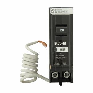 Eaton BRN120GF Plug-On Mount Type ETN01 Ground Fault Circuit Breaker 1-Pole 20-Amp 120/240-Volt