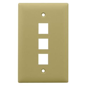 Pass & Seymour WP3403-IV High Impact Flame Retardant Plastic 1-Gang 3-Port Classic Keystone Wallplate Ivory on-Q