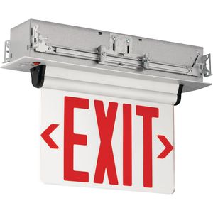 Hubbell Lighting CELS1GNE CEL Series Emergency Single Face LED Edge-Lit Exit Sign Brushed Aluminum Housing Green Letter 120/277-Volt Compass&reg;